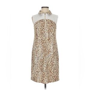 Chico's White and Brown Animal Print Mini Dress